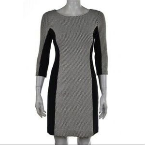 3/4 Sleeve Knit LS combo Black and White Dress